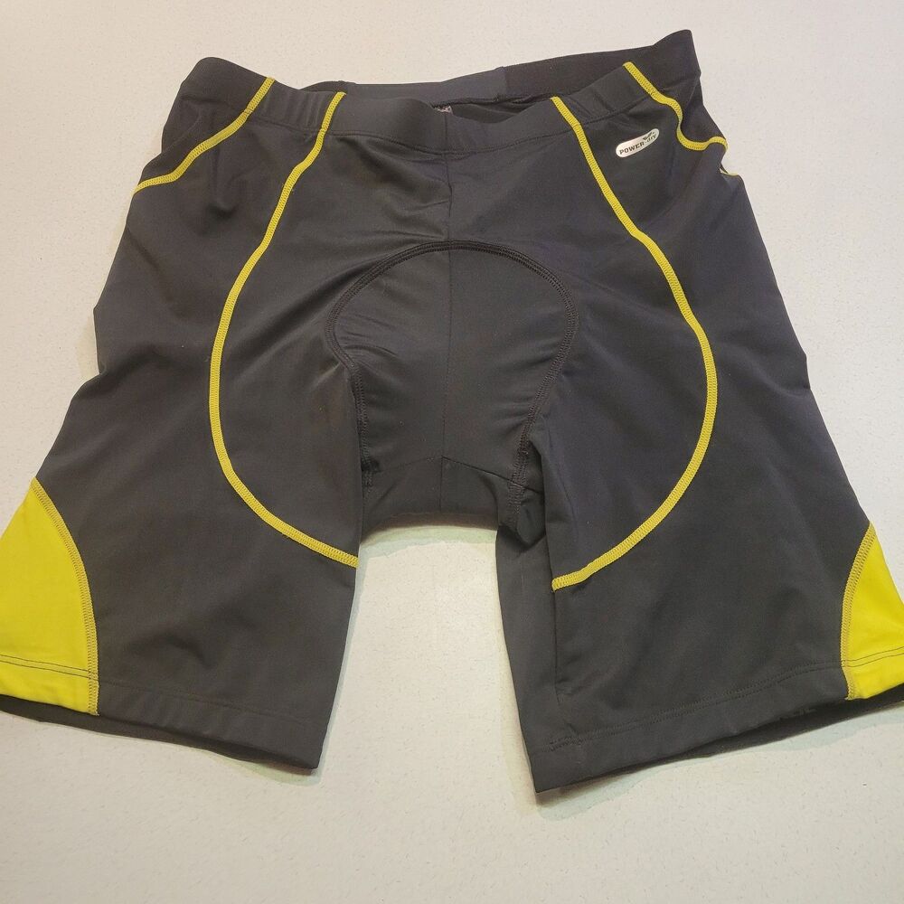 NWT Santic Mns power-dri black with yellow stripe cycling padded short size XL